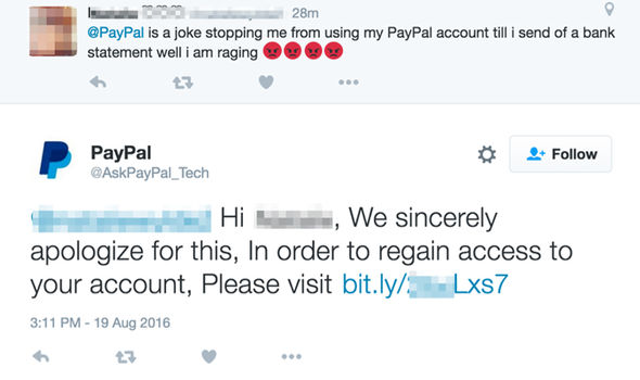 Example of how Angler Phishing is used on Social Media