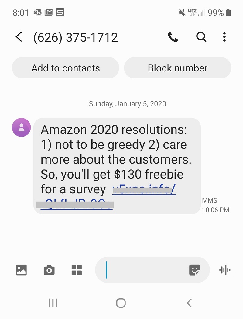 Smishing uses text messages rather than emails, often with a legitimate-looking link